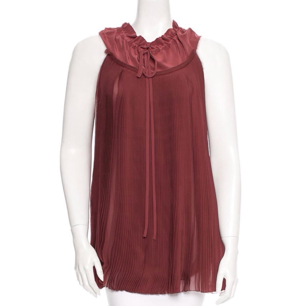 Vera Wang Rust Tunic Top with Ruffles